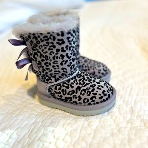 Ugg Bailey classic short cheetah purple and black toddler boots